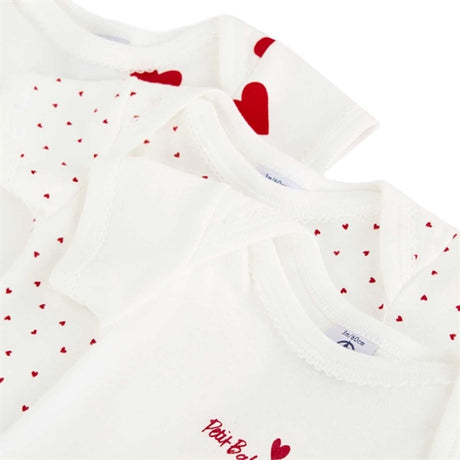 Petit Bateau Bodystocking ML 2-pack White/Red Hearts