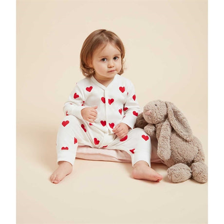 Petit Bateau Body Suit Dors Bien White/Red 2