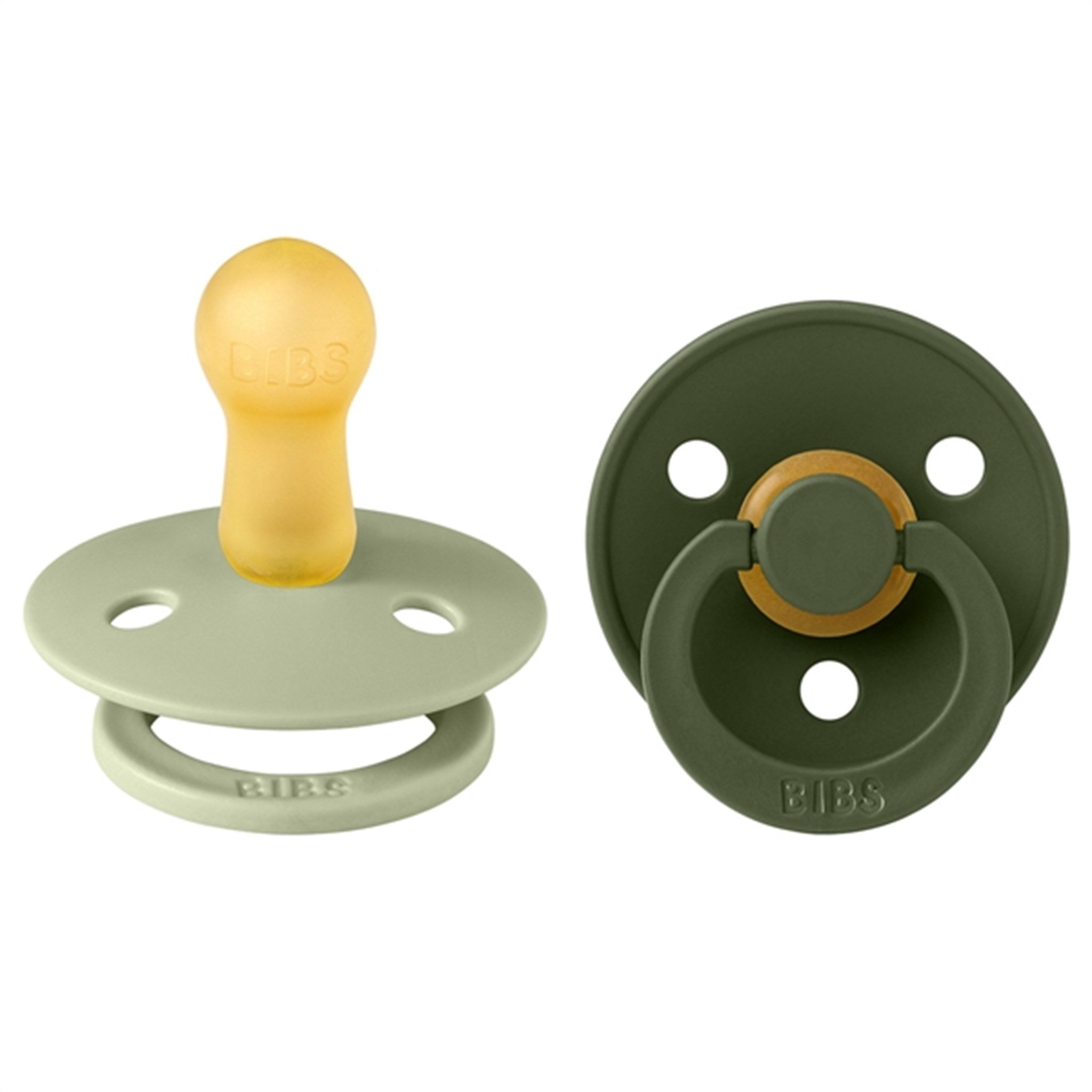 Bibs Colour Latex Pacifiers 2-pak Round Sage/Hunter Green
