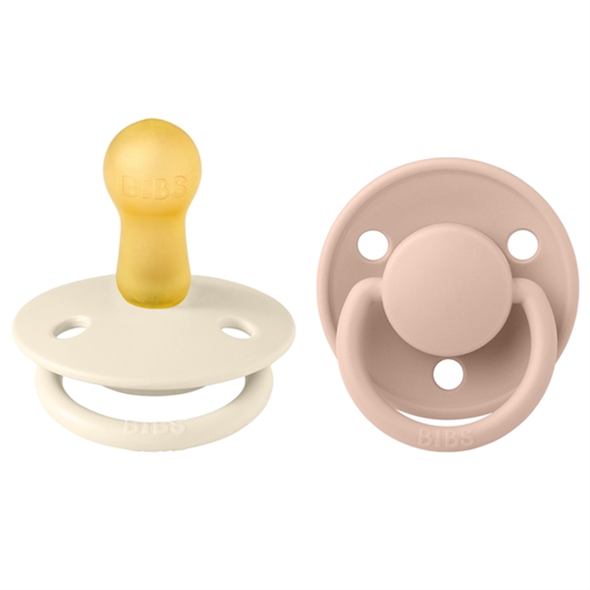 Bibs De Lux Latex Pacifiers 2-pack Round Ivory/Blush