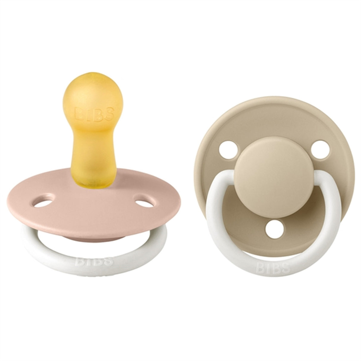 Bibs De Lux Latex Pacifiers Glow 2-pak Round Blush/Vanilla