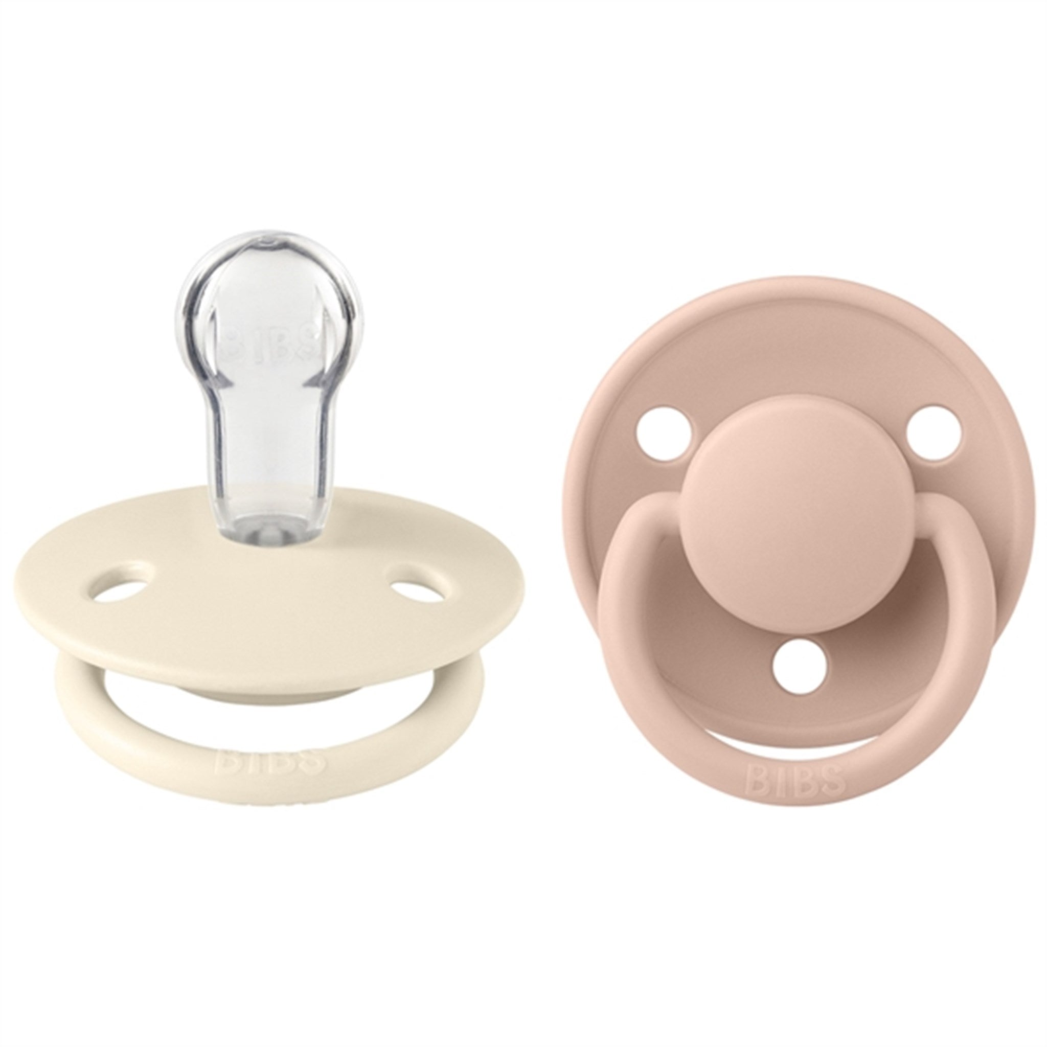 Bibs De Lux Silikone Pacifiers 2-pack Round Ivory/Blush