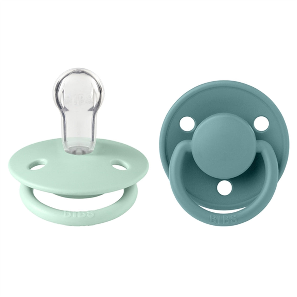 Bibs De Lux Silikone Pacifiers 2-pak Round Mint/Island Sea