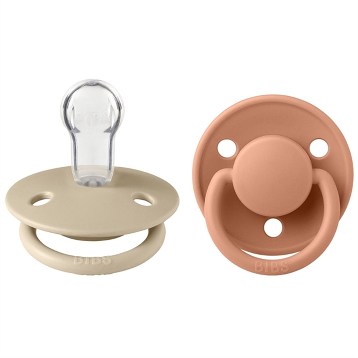 Bibs De Lux Silicone Pacifiers 2-pak Round Vanilla/Peach