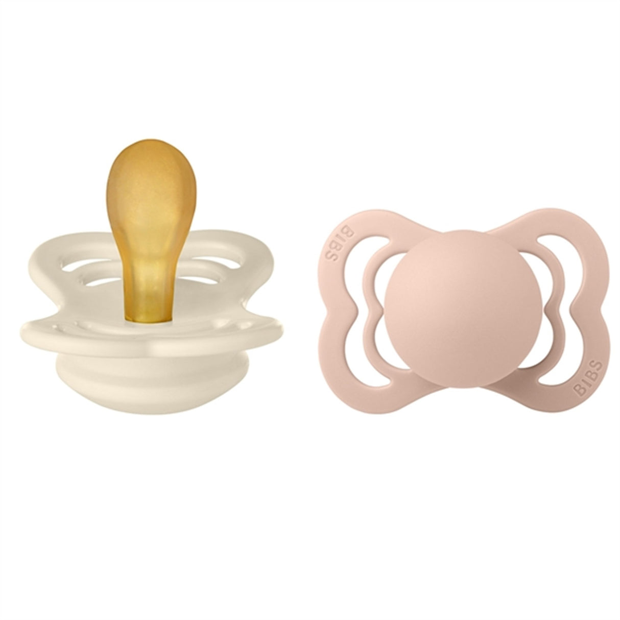 Bibs Supreme Latex Pacifier 2-pack Symmetrical Ivory/Blush