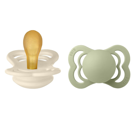 Bibs Supreme Latex Pacifier 2-pack Symmetrical Ivory/Sage