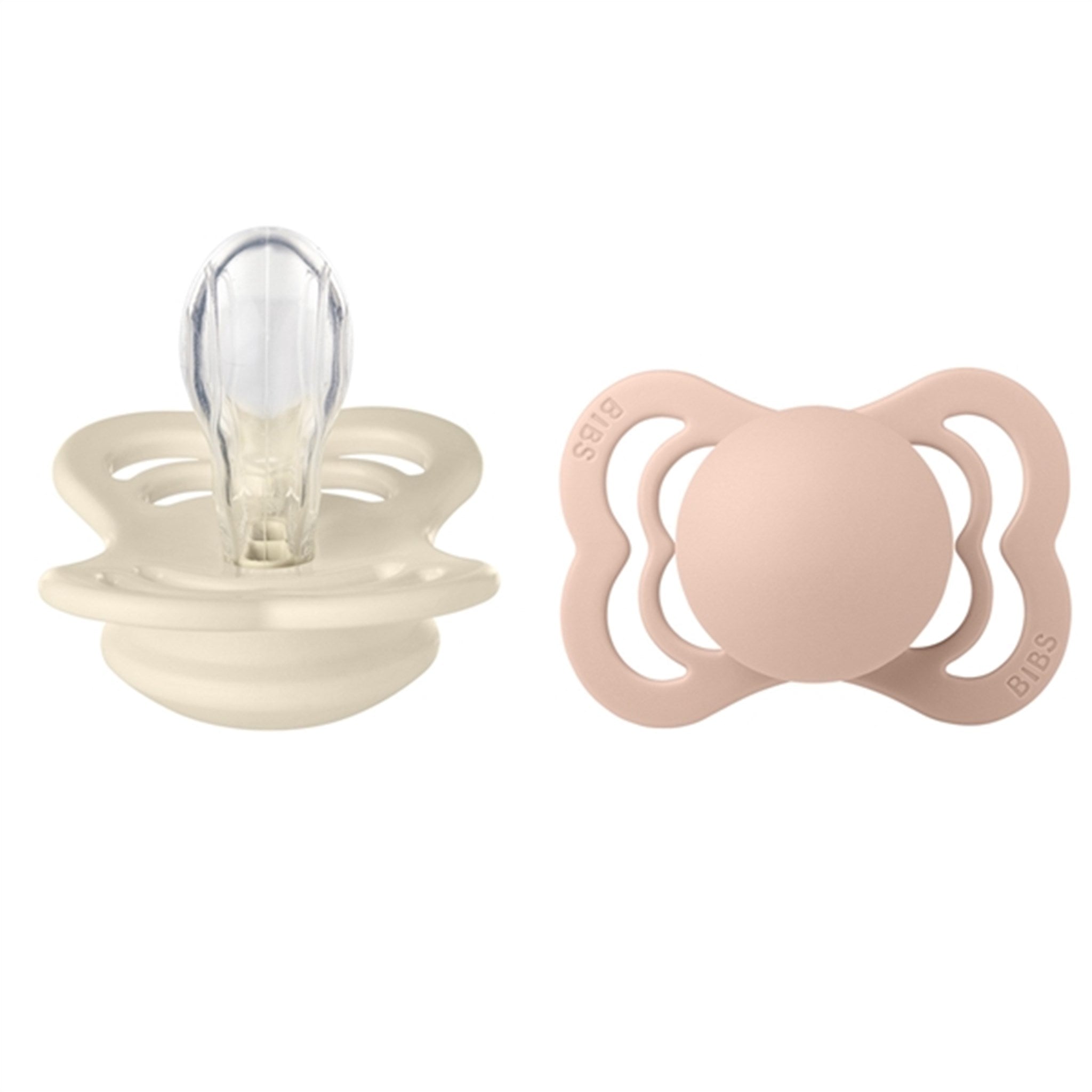 Bibs Supreme Silicone Pacifier 2-pack Symmetrical Ivory/Blush