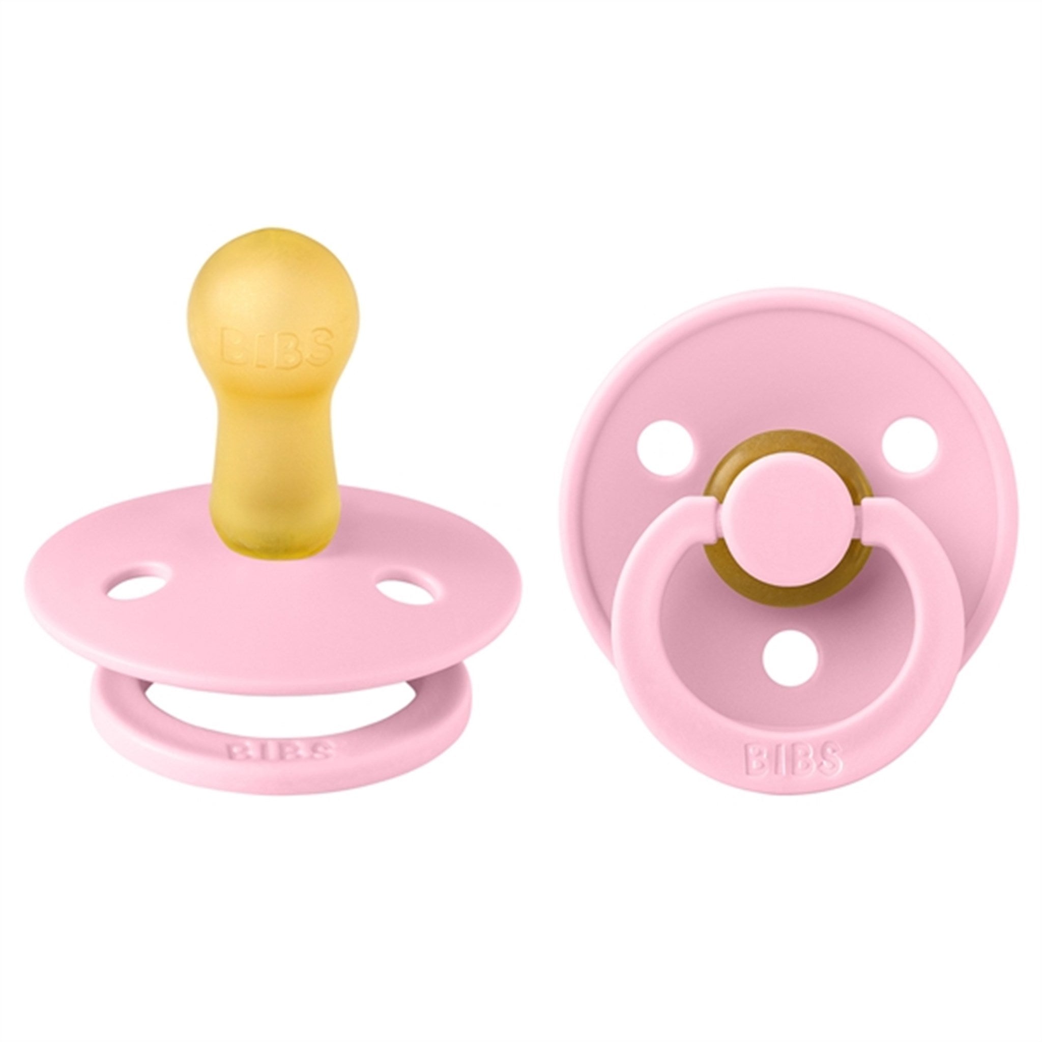 Bibs Colour Latex Pacifiers 2-pak Round Baby Pink