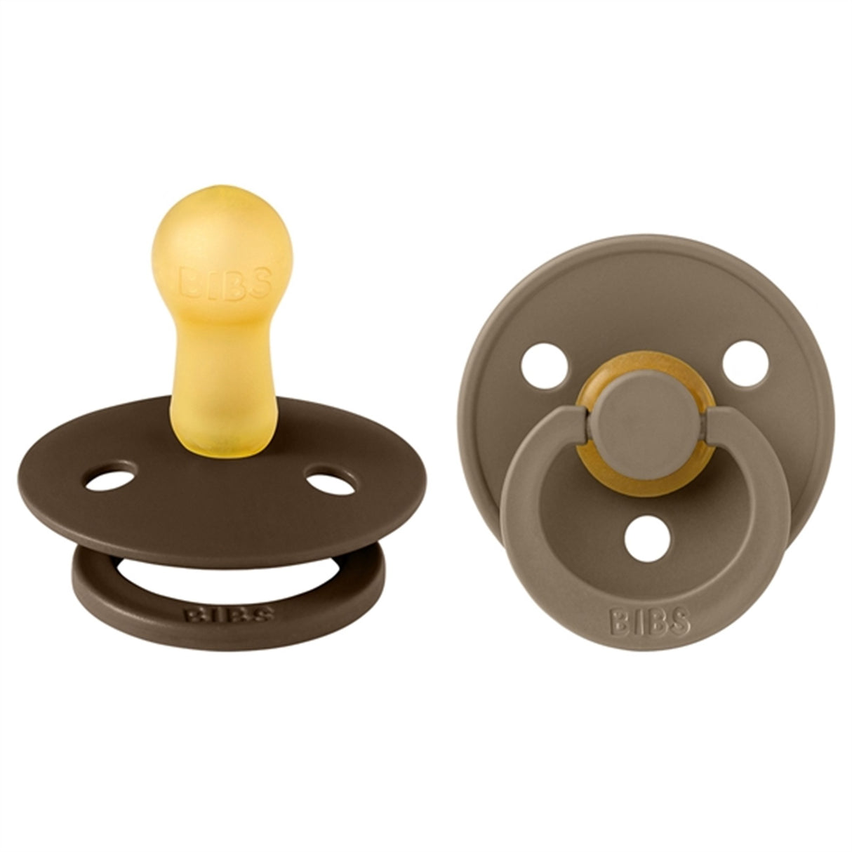 Bibs Colour Latex Pacifier 2-pack Round Mocha/Dark Oak