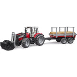 Bruder Massey Ferguson 7480 w frontloader & Timber Trailer