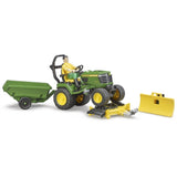 Bruder Bworld John Deere Lawn Tractor with Ttrailer & Garden