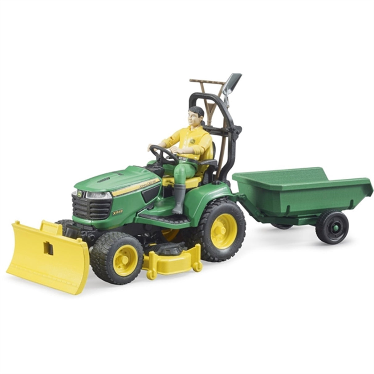 Bruder Bworld John Deere Lawn Tractor with Ttrailer & Garden