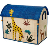 RICE Jungle Theme Raffia Baskets for Storage 3-pack