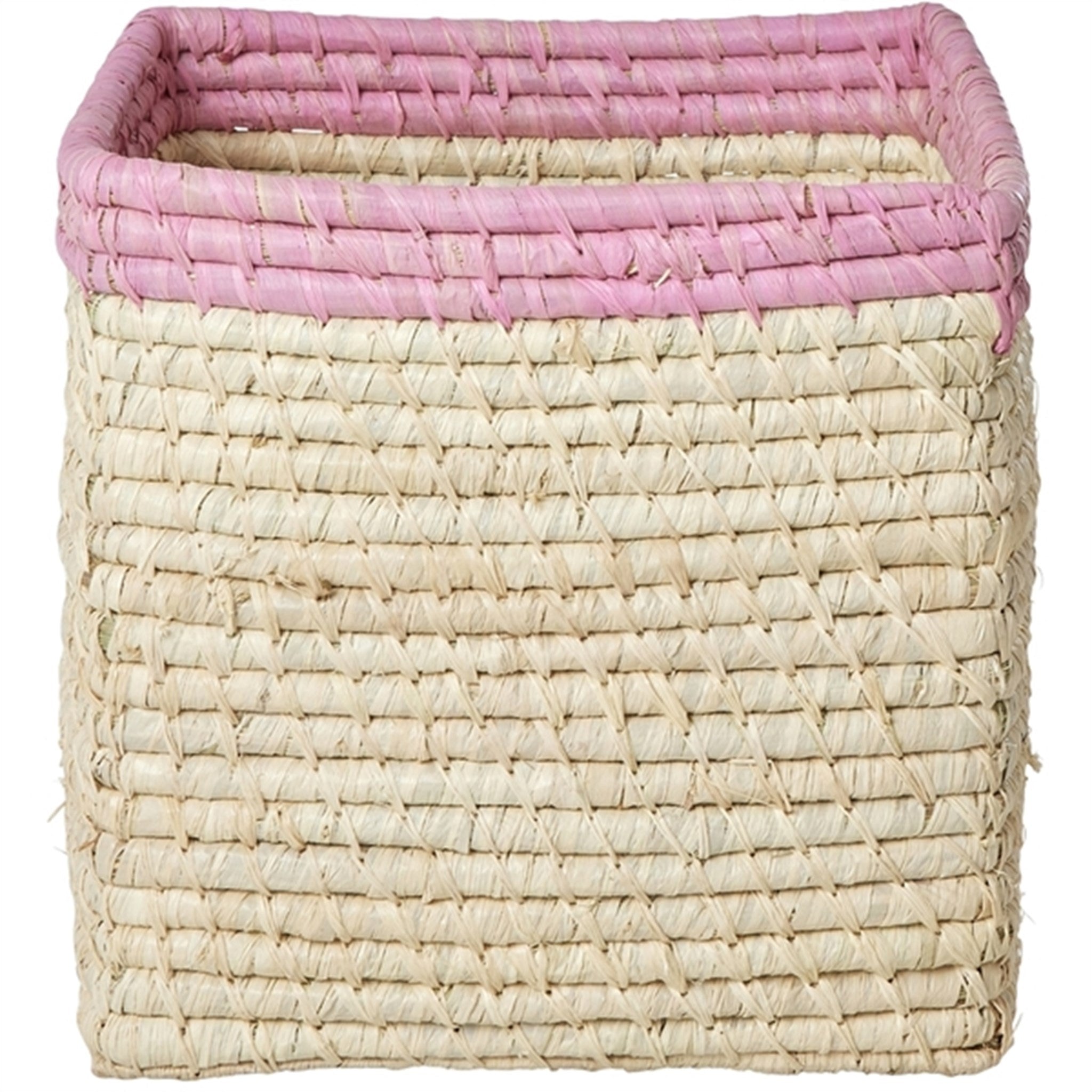 RICE Nature/Soft Pink Basket for Storage Small
