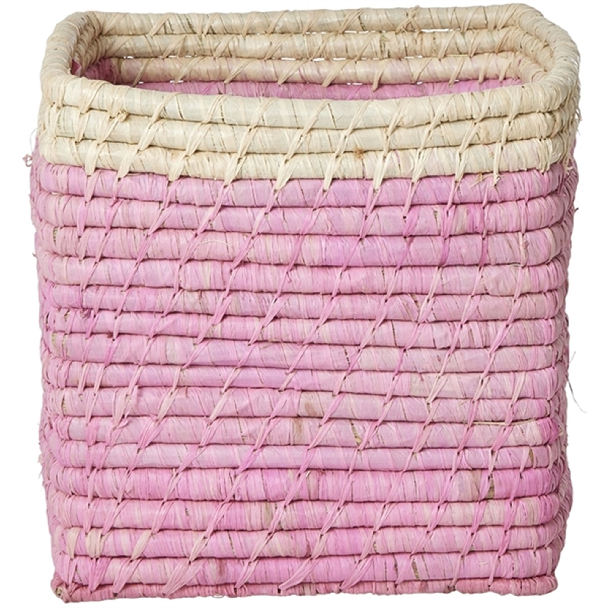 RICE Soft Pink/Nature Basket for Storage Small