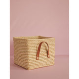 RICE Natural Square Raffia Basket