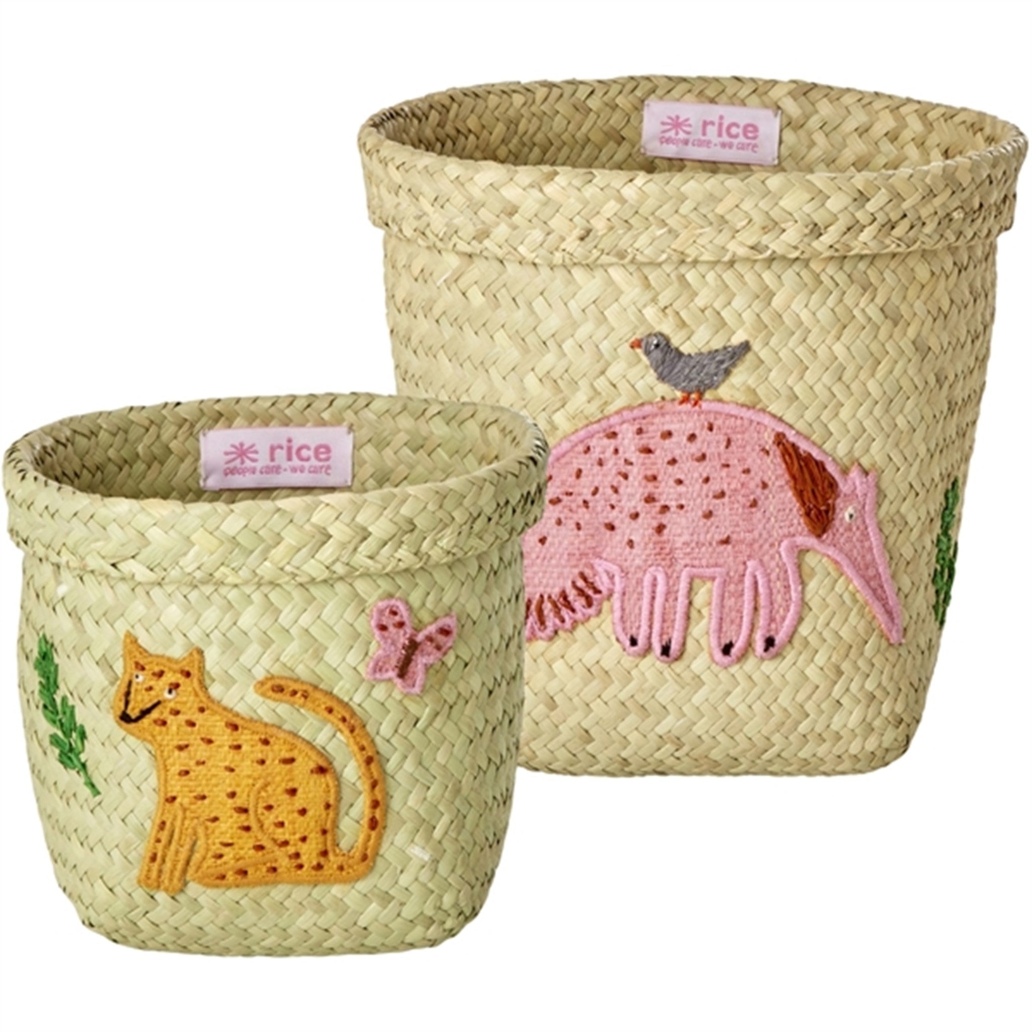 RICE Nature Basket for Storage with Animal Motive Extra Small 2-pack