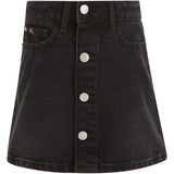 Calvin Klein Washed Black Denim Button Skirt Washed Black