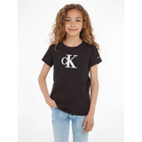 Calvin Klein Metallic Monogram Slim T-Shirt Ck Black 4