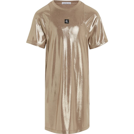Calvin Klein Metallic Coated Dress Frosted Almond