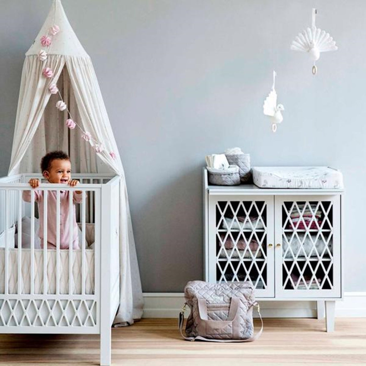 Cam Cam Copenhagen Cot Bumper Harlequin Light Sand