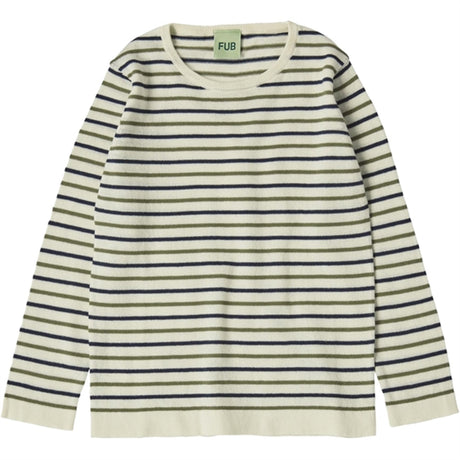 FUB Ecru/Dark Navy/Olive Contrast Striped Blouse