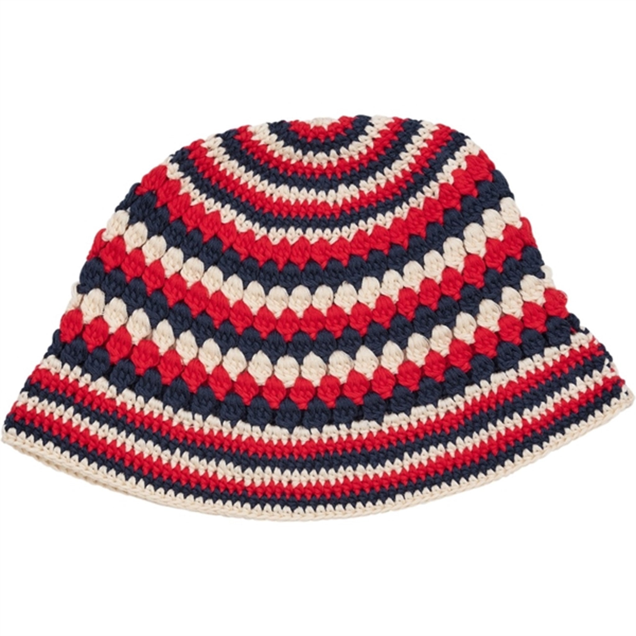 Copenhagen Colors Cream/Navy/Red Comb. Crocheted Hat