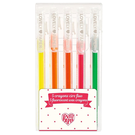 Djeco Lovely Paper 5 Flourescent Wax Crayons