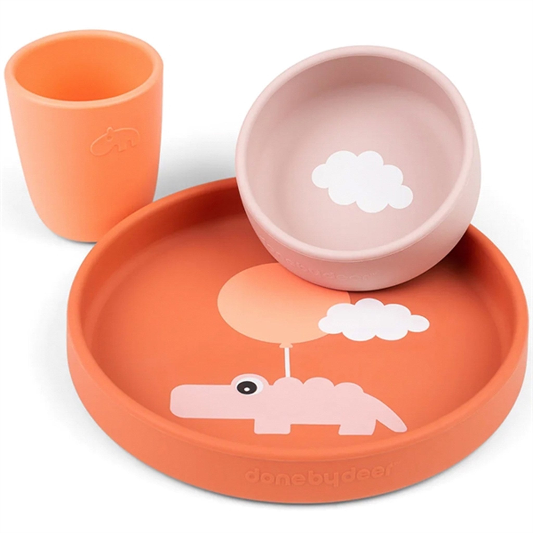 Done by Deer Silicone Dinner Set Happy Clouds Papaya