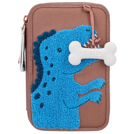 Dino World Double Pencil Case Brown Dino Mini