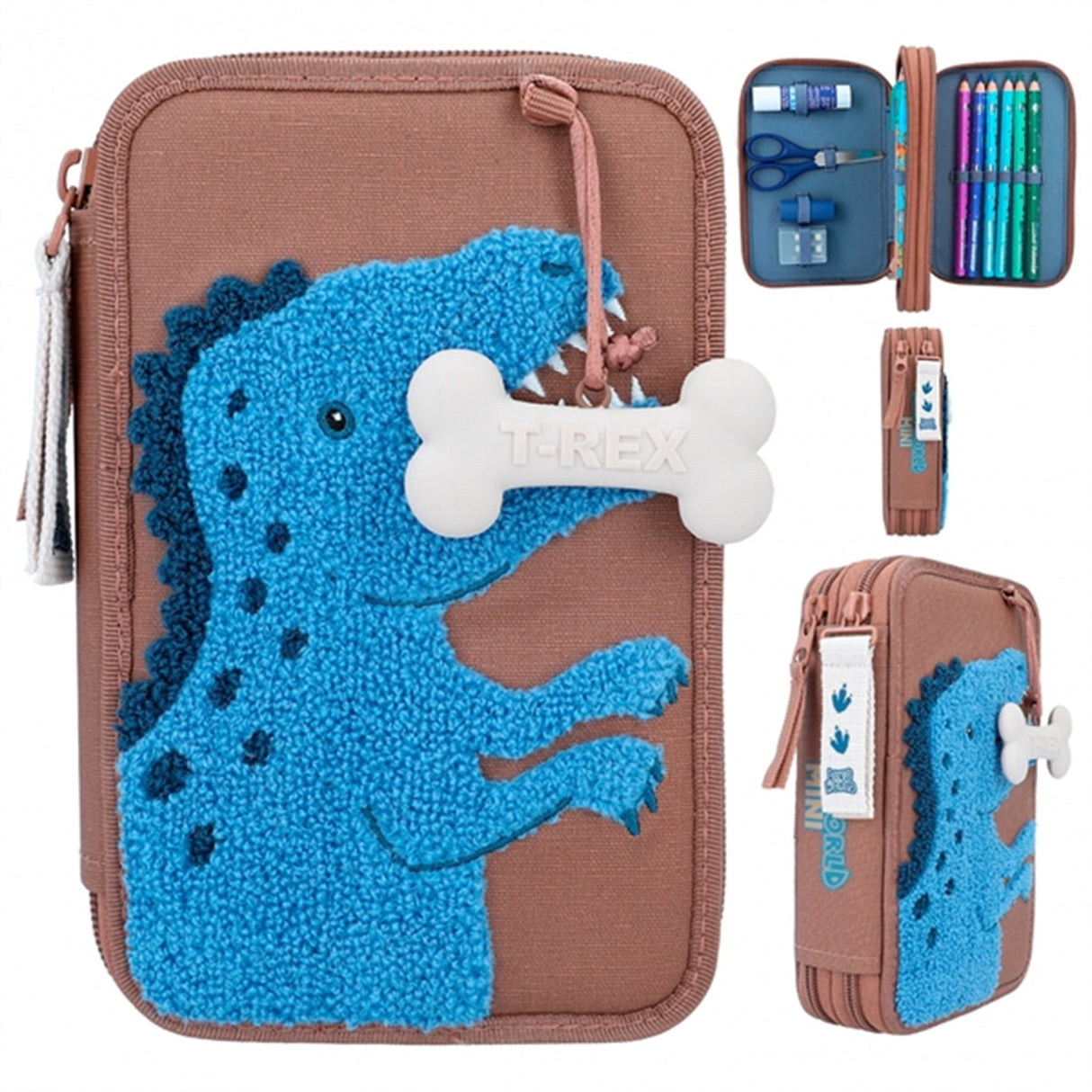 Dino World Double Pencil Case Brown Dino Mini 2