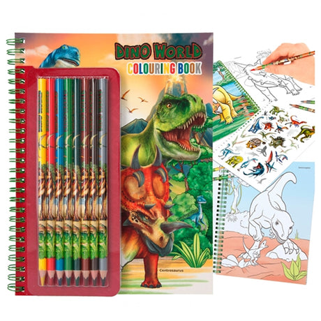 Dino World Colouring Book With Coloured Pencils 2