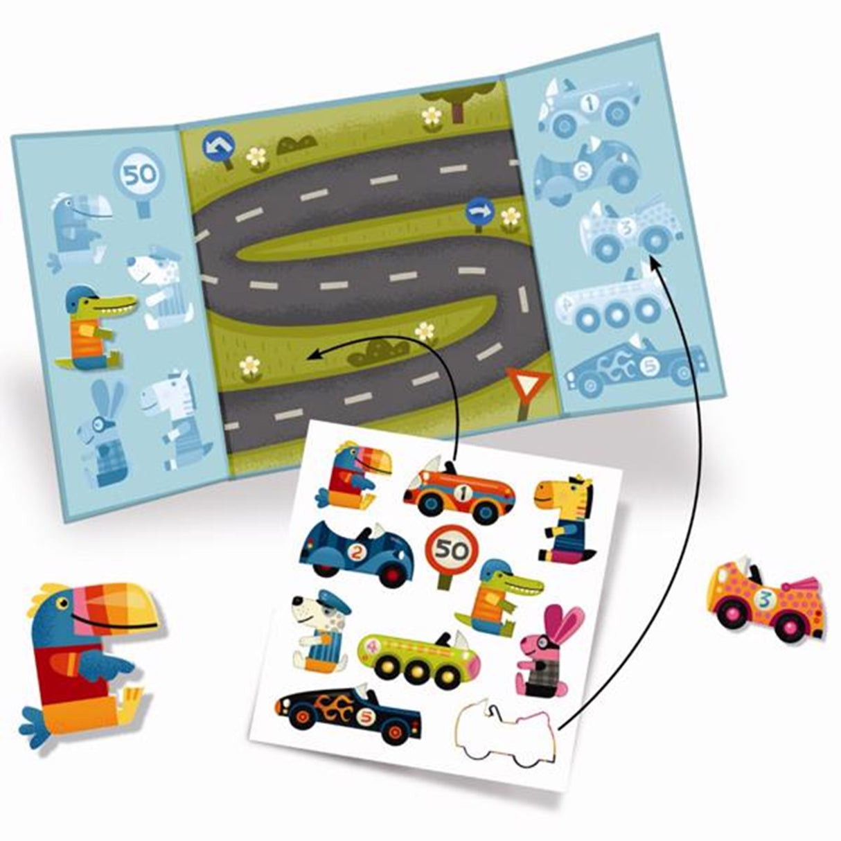 Djeco Stickers Reusable Cars