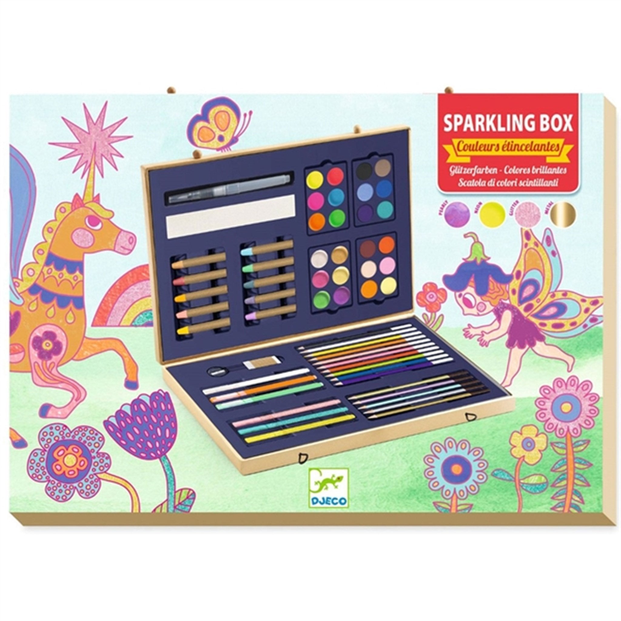 Djeco Creative Colors Suitcase With Glitter Colors