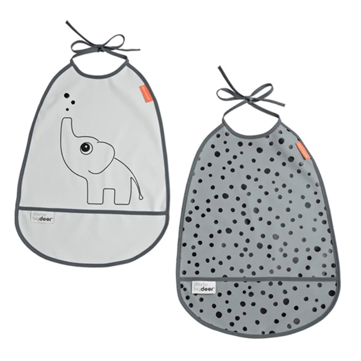 Done by Deer Bib 2-pack Elphee Grey