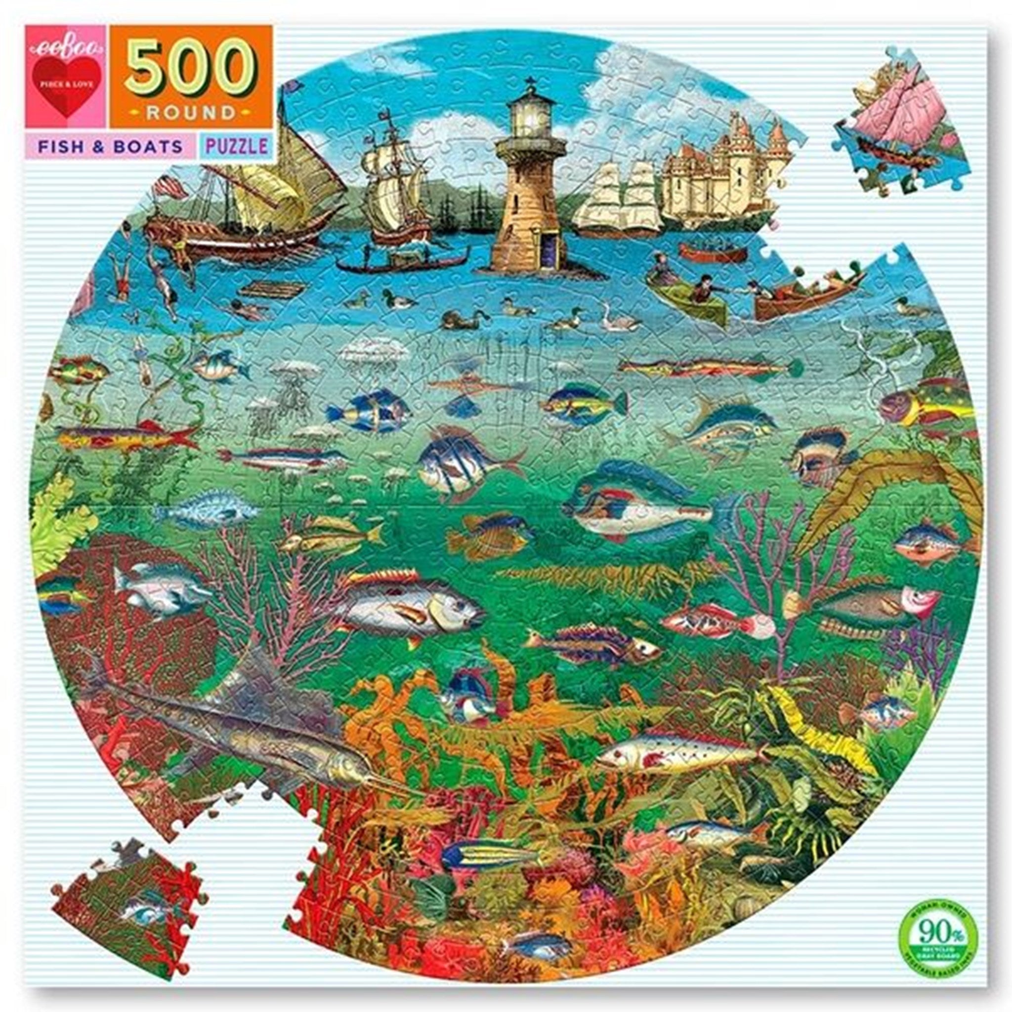 Eeboo Puzzle 500 Pieces - Fish and Boats