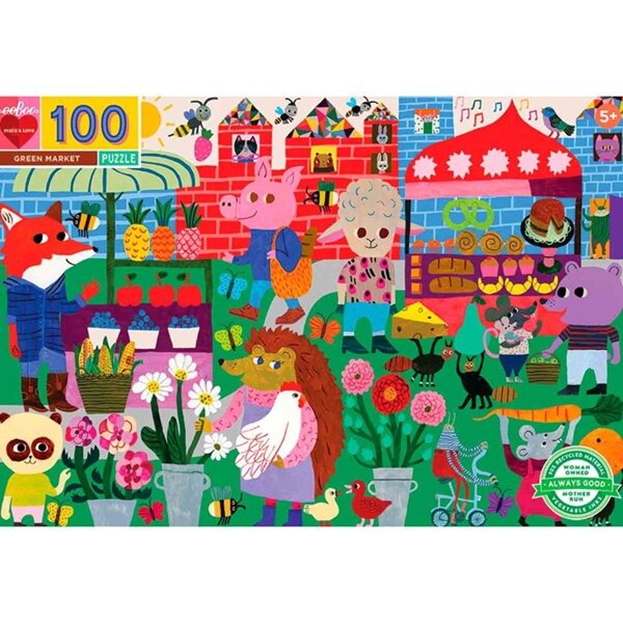 Eeboo Puzzle 100 Pieces - Green Market