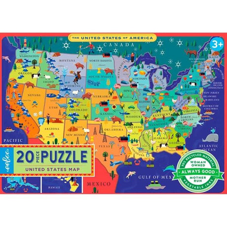 Eeboo Puzzle 20 Pieces - United States Map