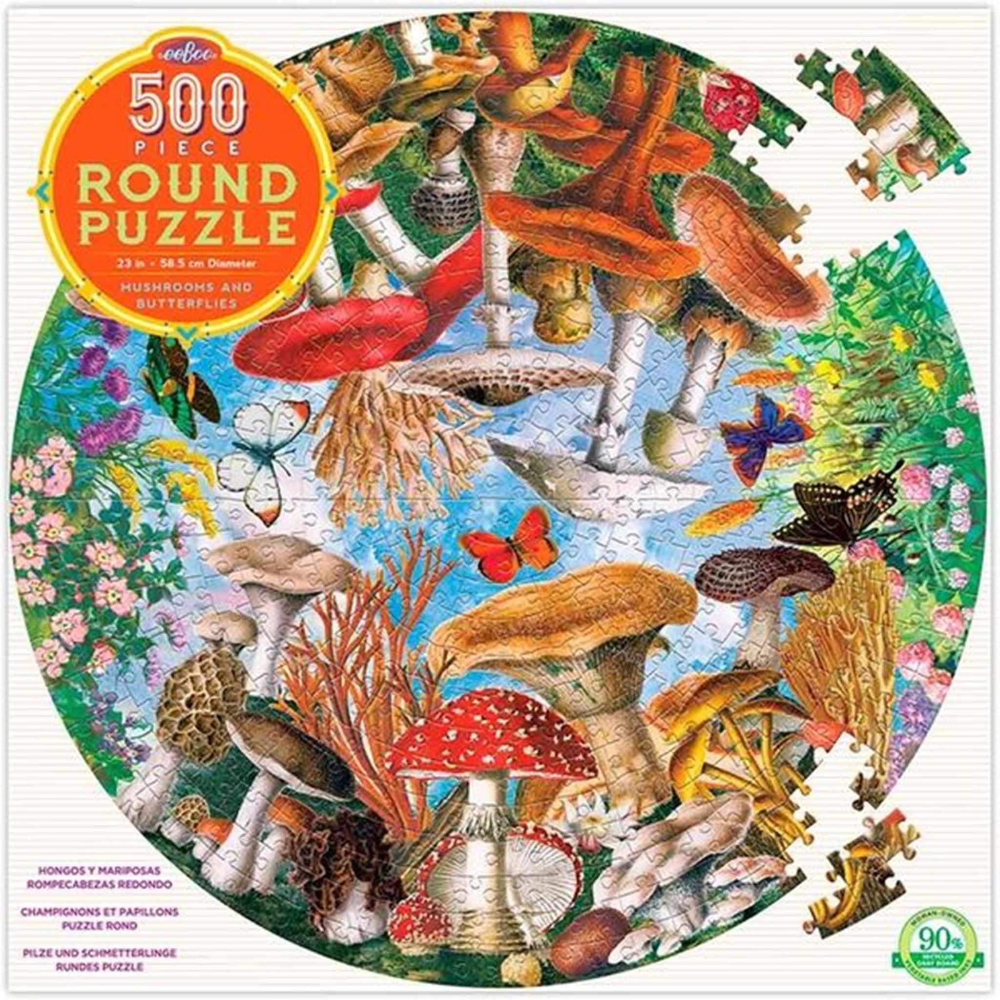 Eeboo Puzzle 500 Pieces - Mushrooms & Butterflies