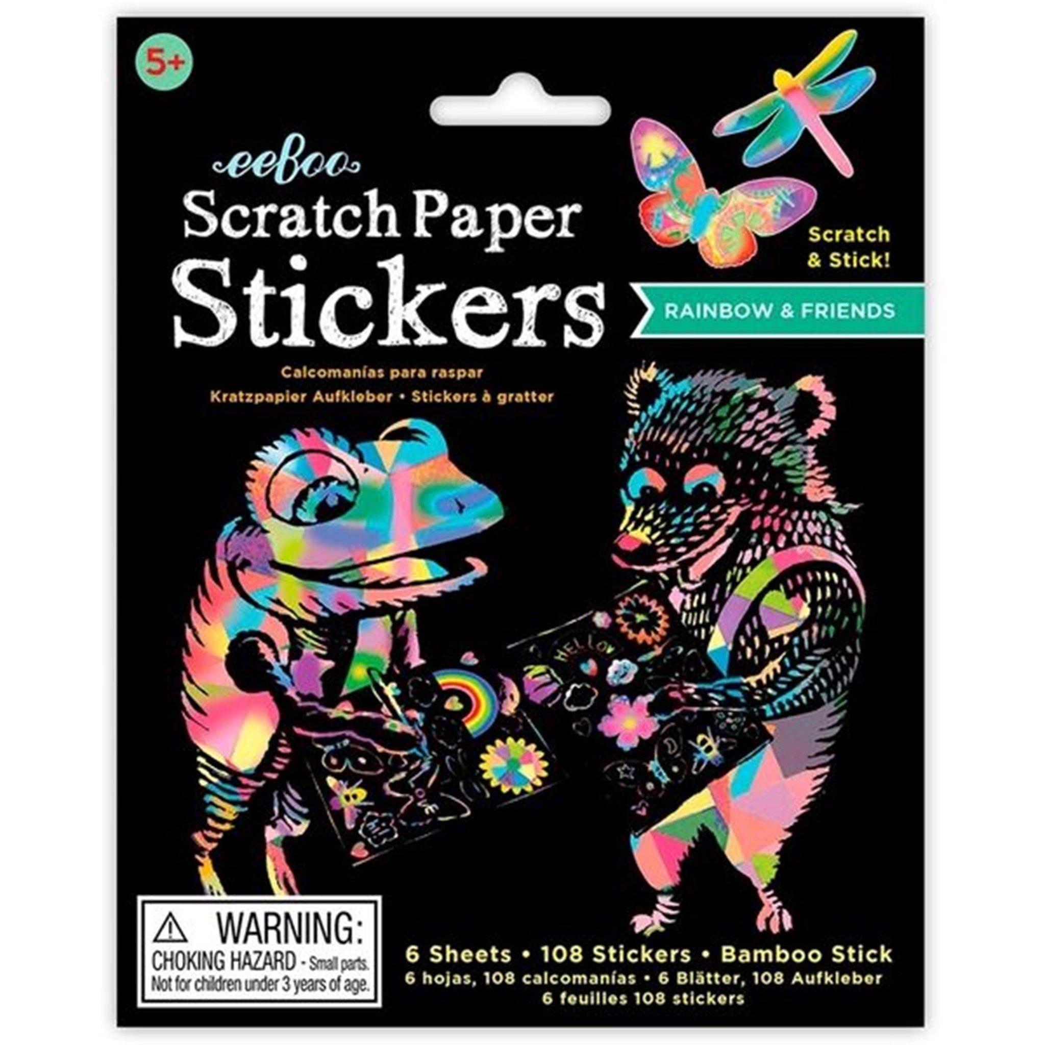 Eeboo Scratch Art Stickers - Rainbow and Friends