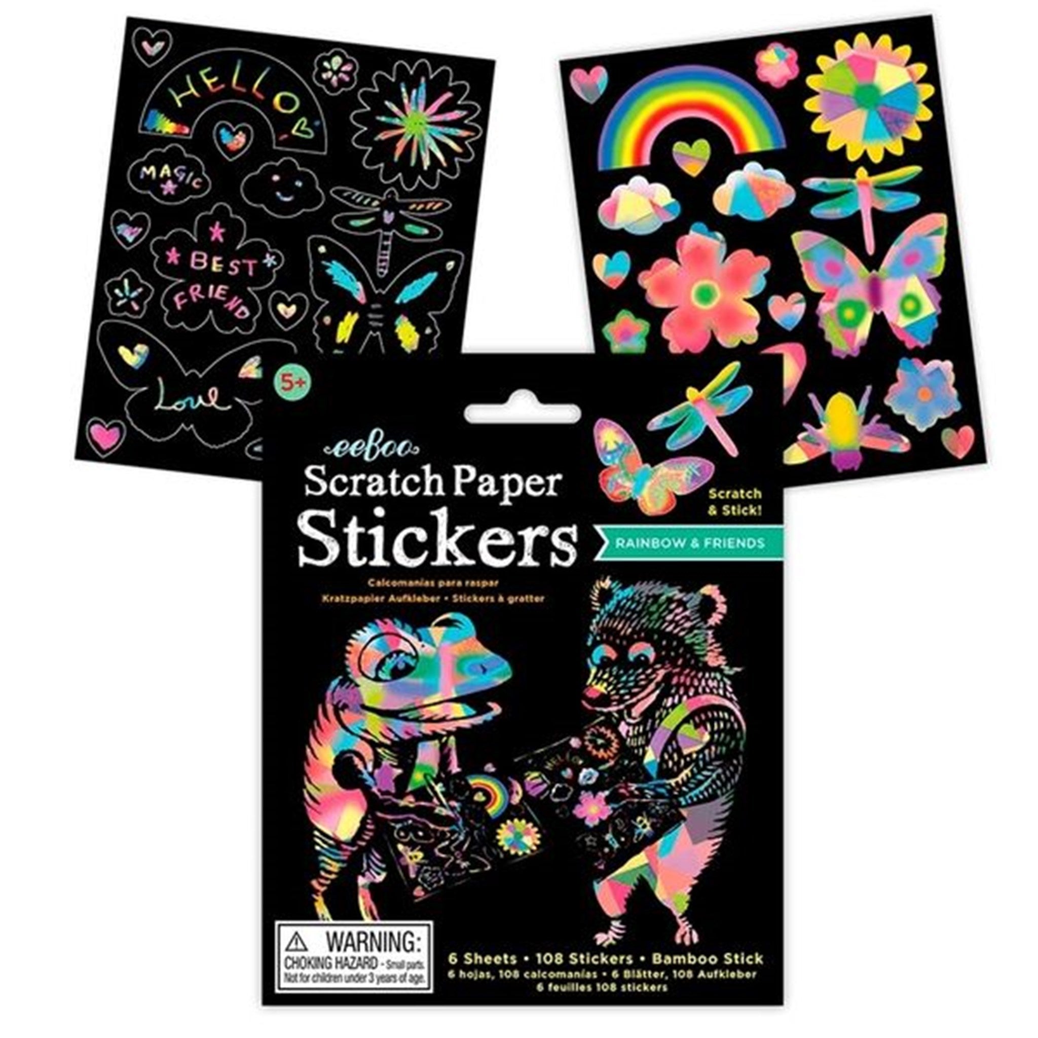 Eeboo Scratch Art Stickers - Rainbow and Friends 2