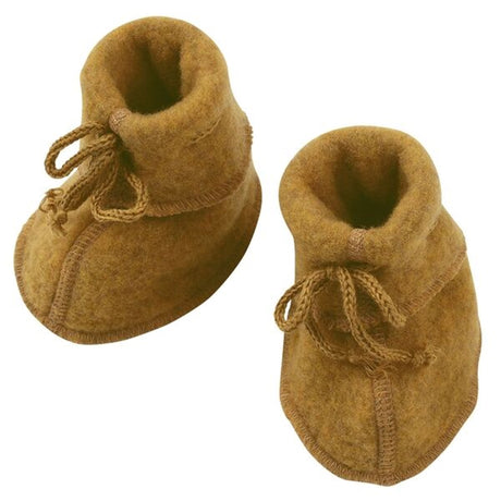 Engel Baby Booties w. Ribbon Saffron Melange