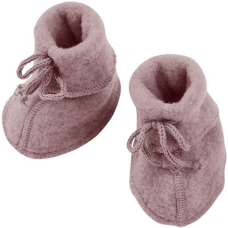 Engel Baby Booties w. Ribbon Rosewood Melange