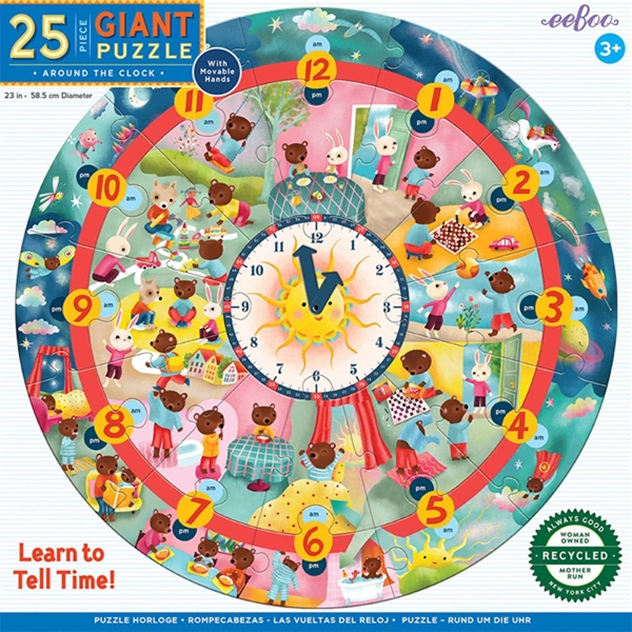 Eeboo Puzzle 25 Pieces - Hours Of The Day