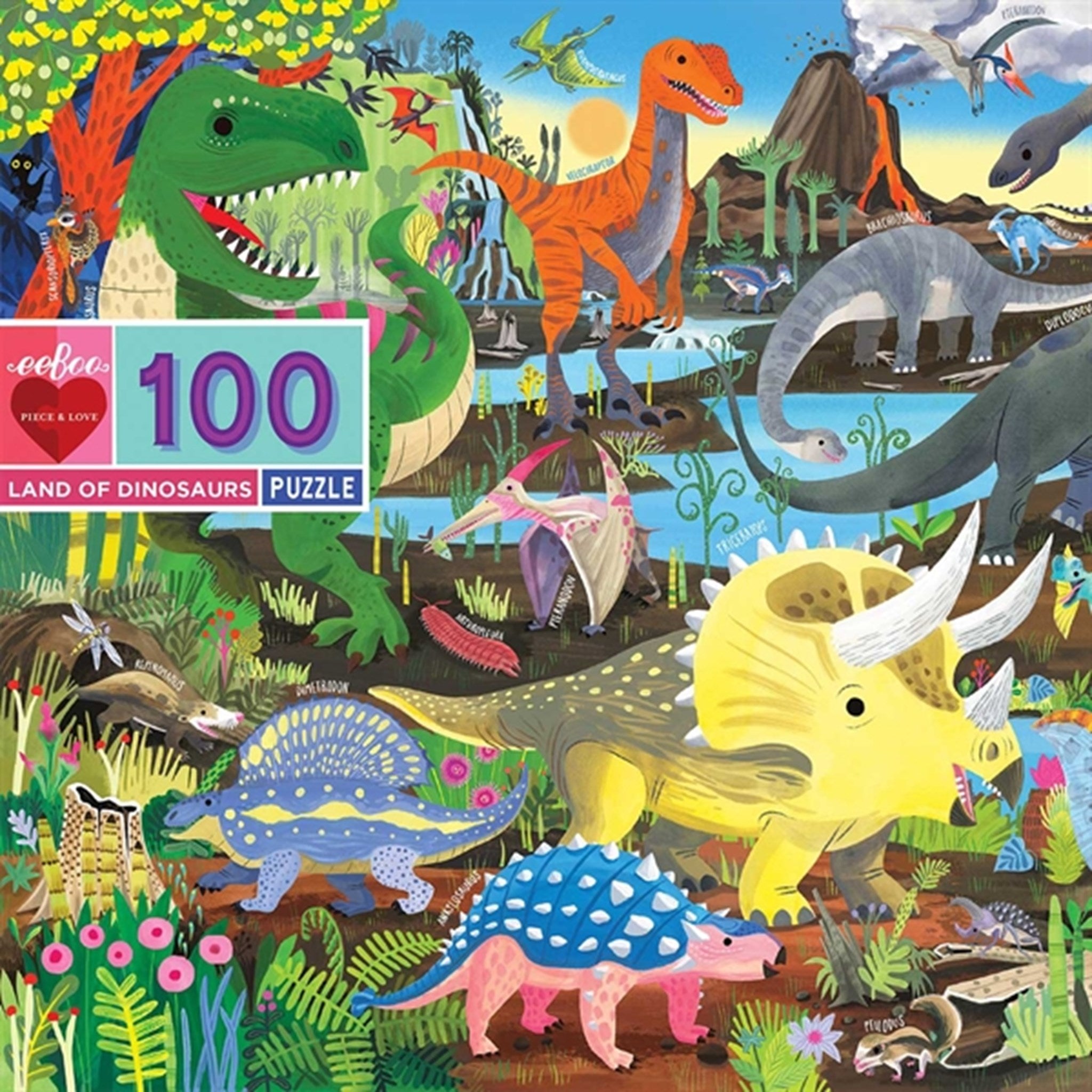 Eeboo Puzzle 100 Pieces - Dinoland