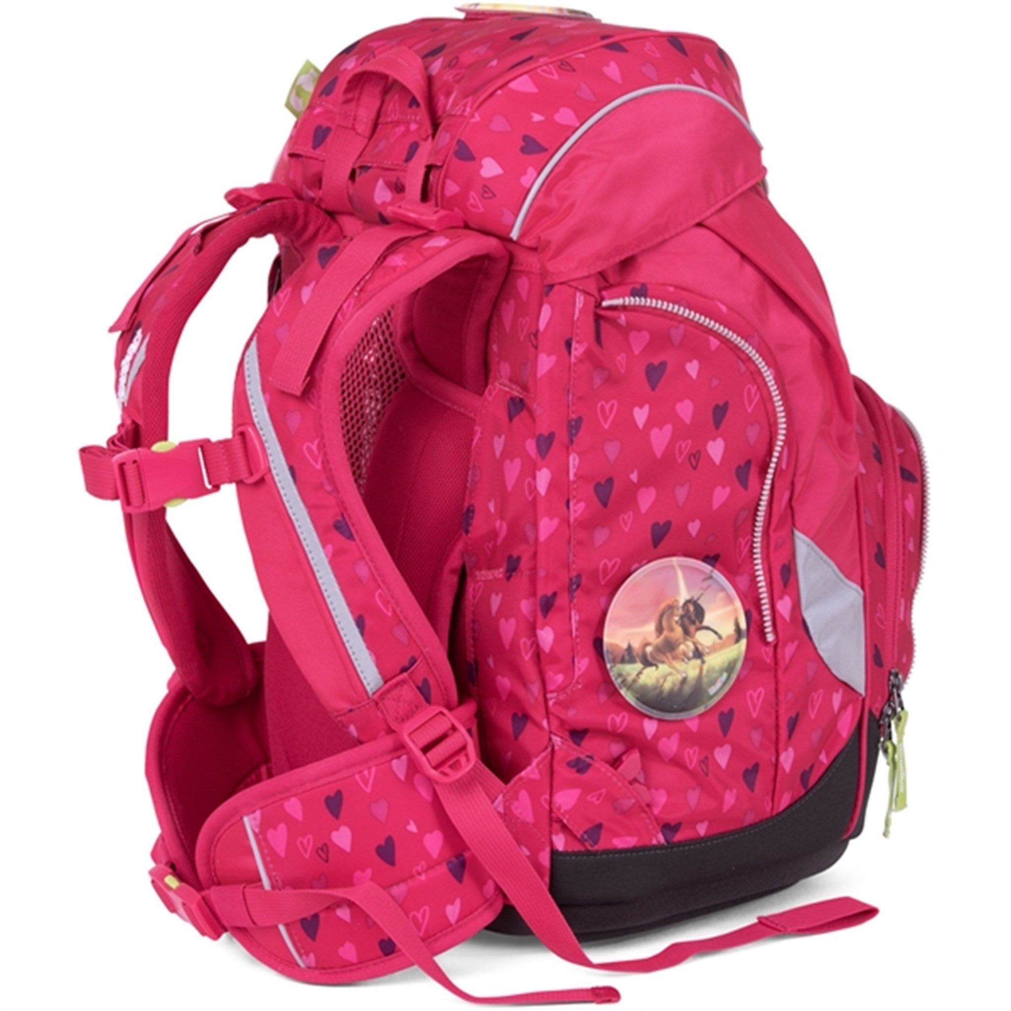 Ergobag Prime School Bag HorseshoeBear Pink Hearts 4