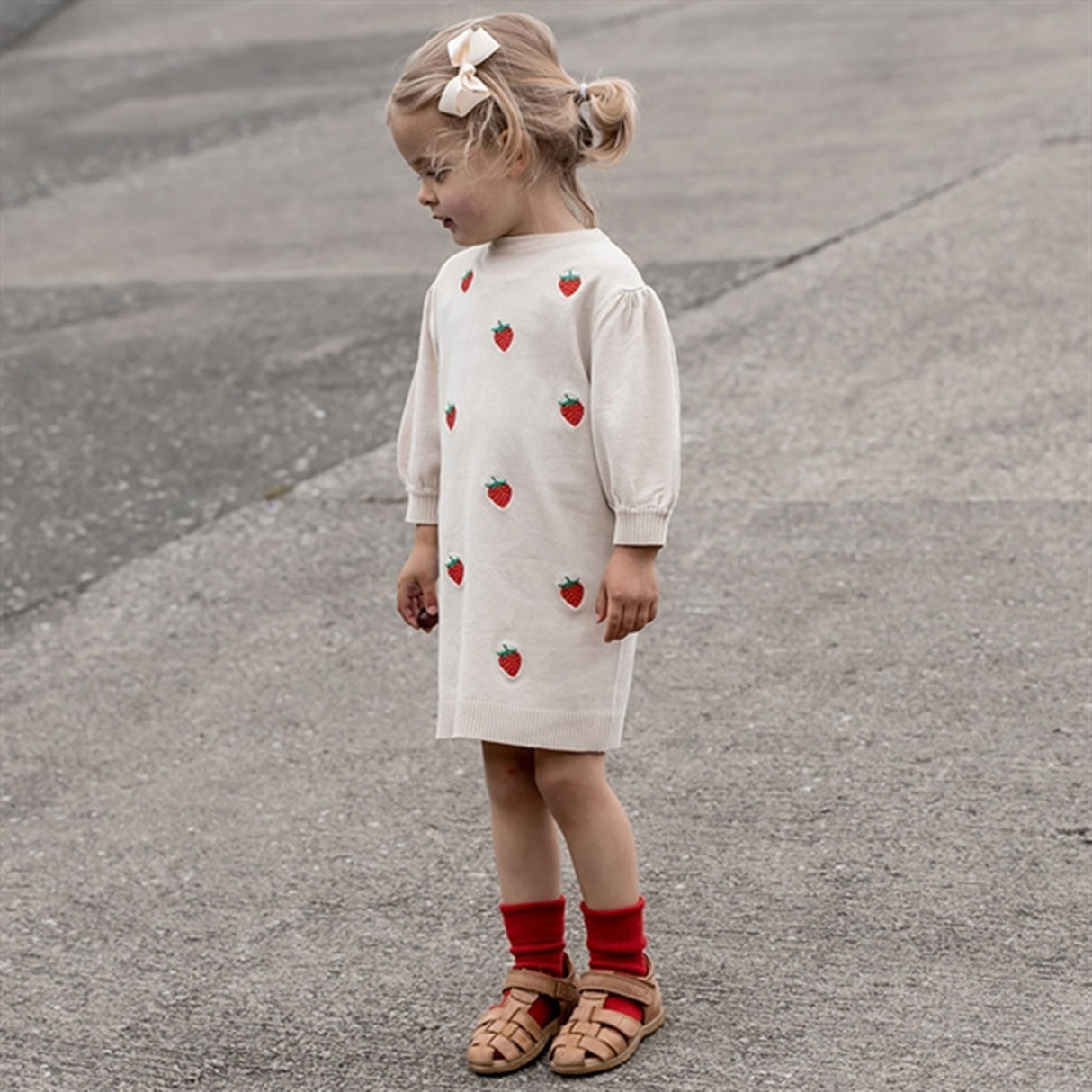 Fliink Sandshell/High Risk Red Strawberry Favo Embr. Knitted Dress 5