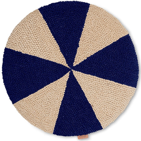 Ferm Living Arch Embr Round Cushion Bright Blue Off White