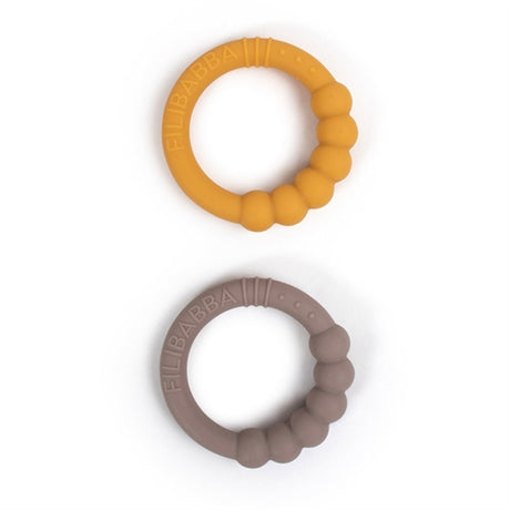 FILIBABBA Teether 2-pack Warm Grey + Honey Gold