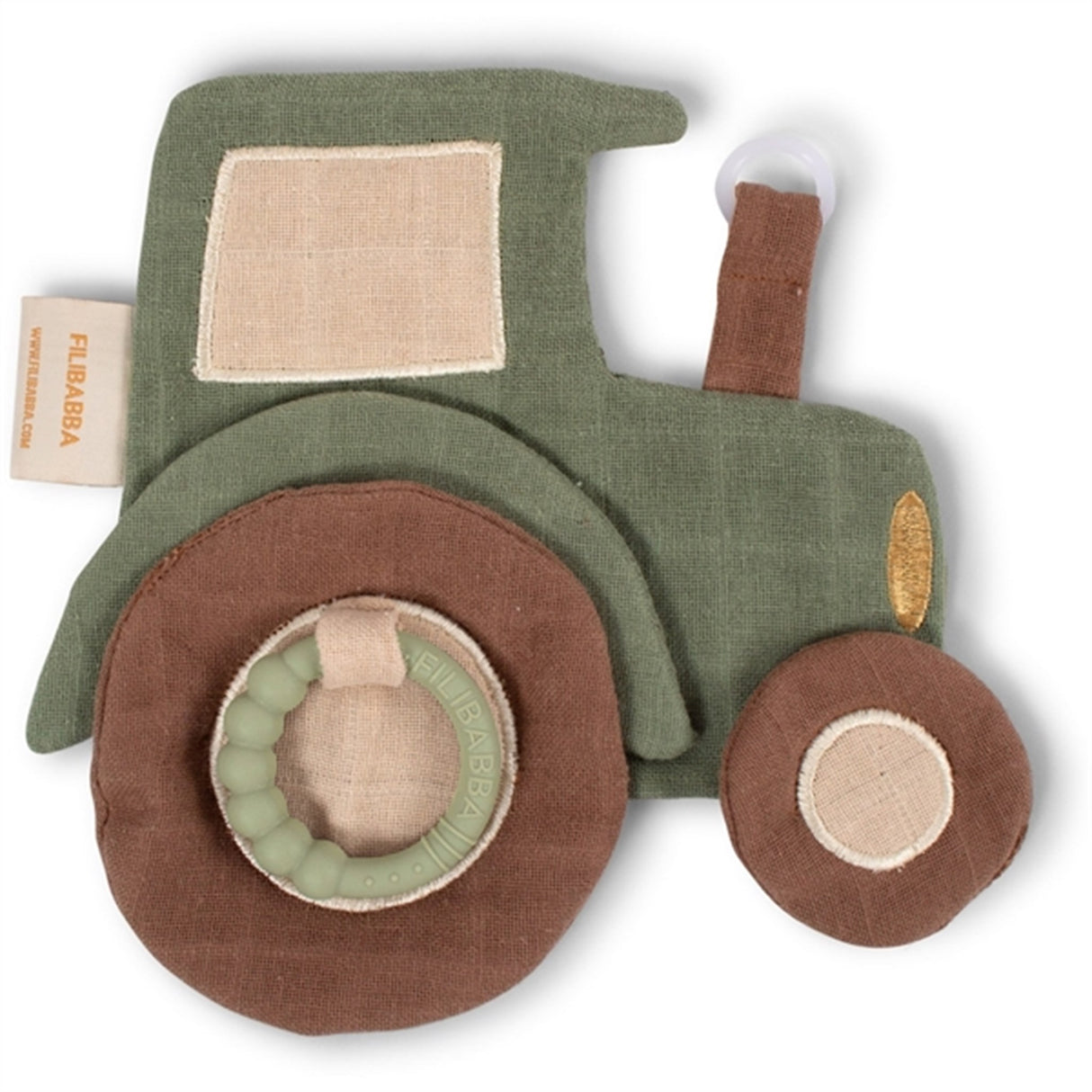 FILIBABBA Comfort Blanket with Teether Tractor